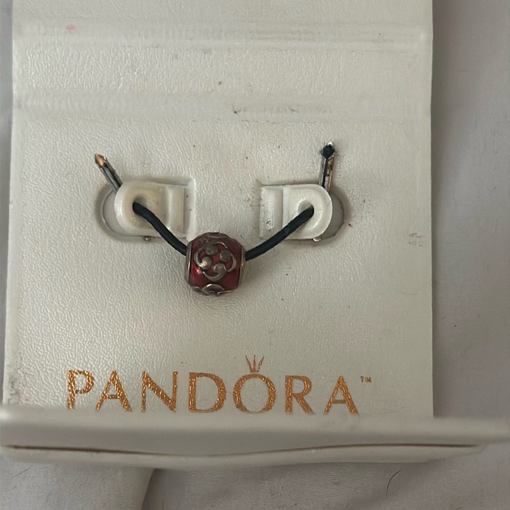 New!  Authentic Pandora Red Zen Enamel Bead 925 Sterling Silver Retired Charm